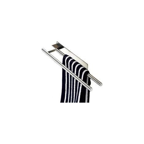Portaasciugamano da parete 39 cm, doppia barra in acciaio inox 304, senza foratura, finitura spazzolata, per bagno e cucina (argentato) (1/5)