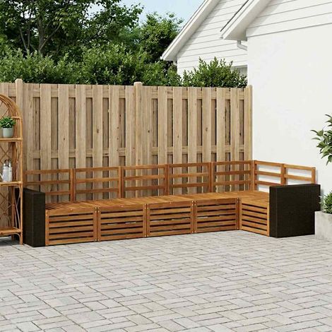 vidaXL Ecksofa Set 6 pcs Natur Massivholz Akazie (1/5)