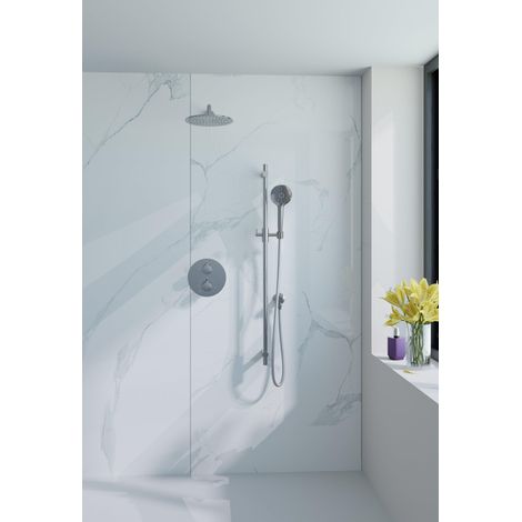 FugaFlow Eccelente Acces Ensemble de douche de pluie encastré - rond - thermostatique - bras mural - barre coulissante - pomme de tête 25cm -