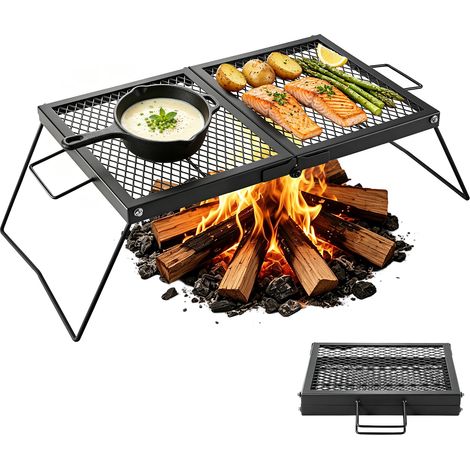 VEVOR Griglia per Barbecue da Campeggio Pieghevole, Griglia Portatile Rete di Cottura in Acciaio 758 x 383 x 235 mm Cottura allAperto Fiamma Libera, Campeggio Picnic Pesca Viaggio, Colore Nero (1/5)
