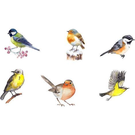 Lot de 6 autocollants décoratifs statiques pour fenêtres d'intérieur, empêchant les collisions d'oiseaux.-20X17X0.1CM (1/4)