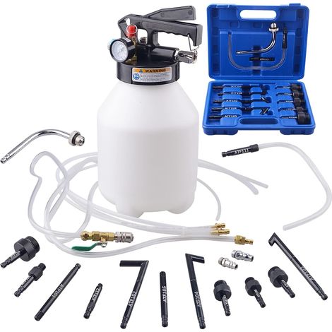 Juego de 14 extractores neumáticos de fluido de 6 L y 2 vías con bomba de recarga y adaptador para ATF. (1/5)