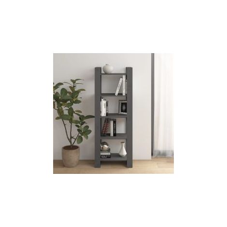 Bibliothèque-Séparateur de pièce Gris 60x35x160 Bois massif (1/5)