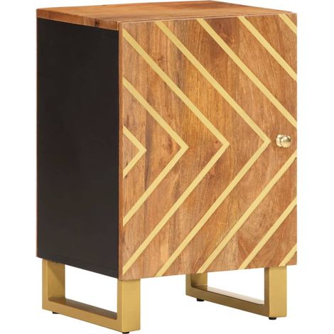 Badschrank Braun und Schwarz 38x33,5x58 cm Massivholz Mango