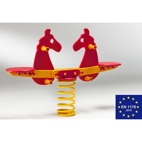 Cavallone Tandem a Molla in Polietilene per Parco Giochi per Bambini Standard- ITALFROM (1/3)