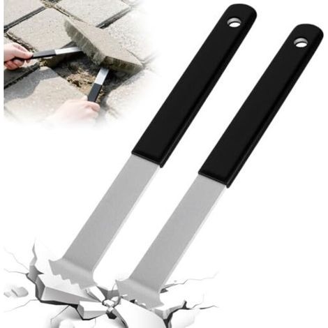 Set of 2 tools for removing paving stones, including a double-jointed scraper, saw-tooth micro-tooths and a non-slip handle (1/5)