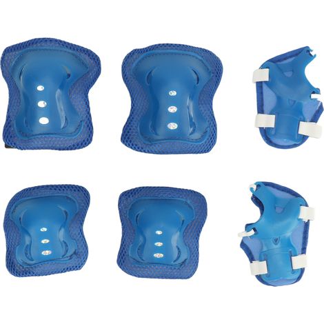 Genouillères et coudières pour patins à roulettes enfants, en mousse souple et respirante, ensemble de protections bleu pour le cyclisme et le skateboard (1/5)
