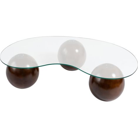 Table basse en verre "Sphere" - 120 x 70 x 30 cm - Marron