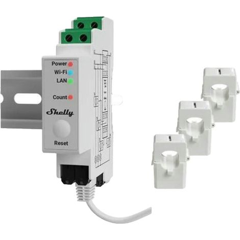 Medidor de consumo eléctrico Shelly PRO 3EM 120A de 3 vías WiFi/Bluetooth/Matter (1/5)