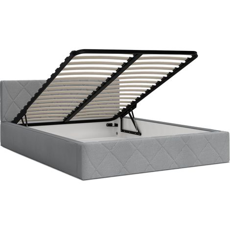 Lit coffre Oslo 140 x 190 cm avec sommier à lattes relevable Gris Clair (1/5)