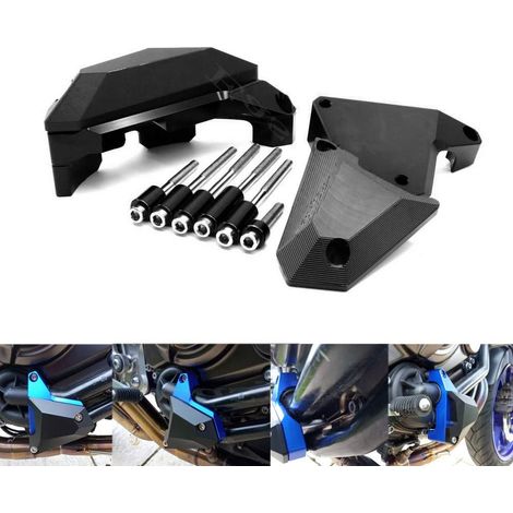 Motorschutzgehäuse, Schieberabdeckung, Rahmenschieber, Polsterblöcke, Motorschutz für Yamaha MT-07 FZ07 FZ07 2014–2018 (schwarz)