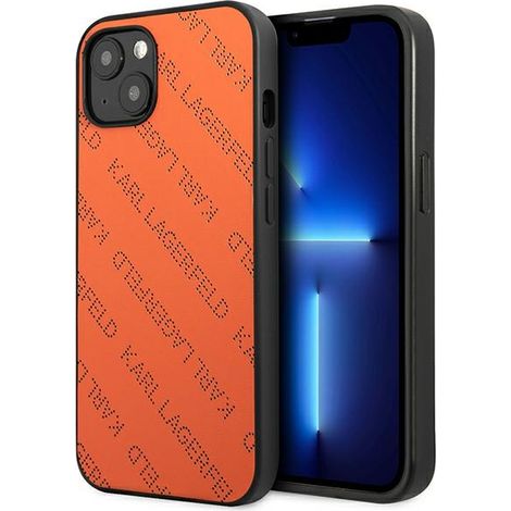 Custodia per iPhone 13 Mini con stampa traforata Karl Lagerfeld (arancione) (1/5)