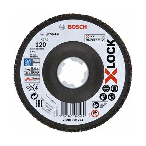 Disco lamellare offset X-Lock Best Metal BOSCH Ø125 Grano 120 - 2608619204