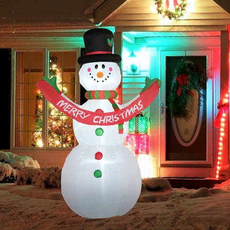 Riesiger aufblasbarer Schneemann, 243 cm hoch, mit LED-Beleuchtung, Dekoration für den Außenbereich oder Garten (1/5)