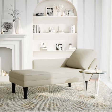 Fauteuil de Salon,Chaise,Fauteuil long avec coussin et accoudoir droit crème velours CFW824172 (1/5)