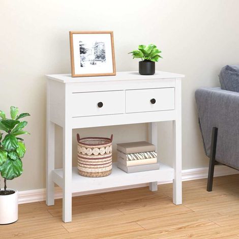 Table console-Table d'entrée Blanc 75x35x75 cm Bois massif de pin (1/5)