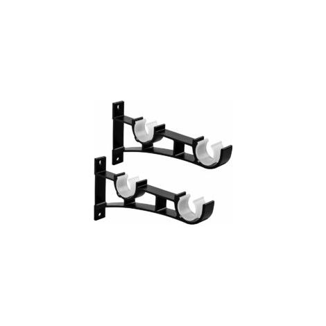 Soporte doble para barra de cortina, soportes para barra de cortina, negro, soportes robustos para barra de cortina fabricados en aleación de aluminio - Crezuo (1/4)