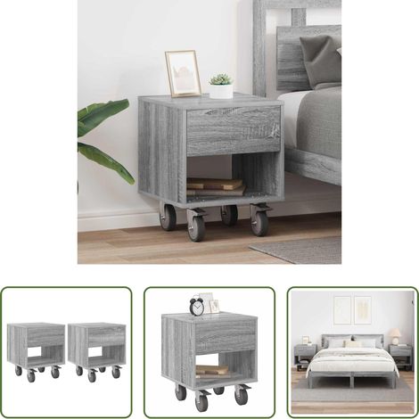 vidaXL Table de nuit gris sonoma - Table de chevet 2 pcs Gris Sonoma 40,5 x 40 x 48 cm (1/5)