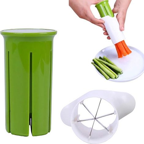 Affettatrice manuale in 2 pezzi, taglia-gambo per fragole, affettatrice multifunzionale per verdure, aiuto in cucina, affettatrice per cetrioli e pomodori, strumento pratico (1/5)
