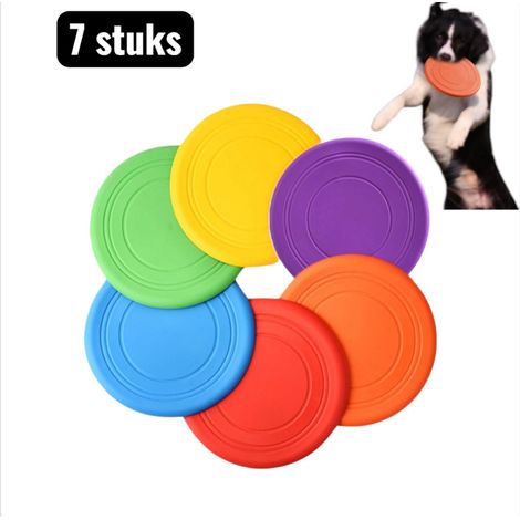 Lot de 7 frisbees souples pour chiens en TPR à mâcher et à lancer pour entraînement jeu et activités extérieures (1/5)