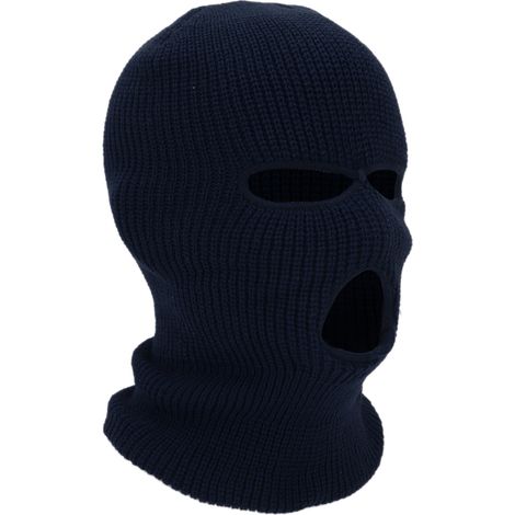 3 trous tricoté couvre-visage intégral chaud hiver coupe-vent tour de cou ski pour sports extérieur bleu foncé (1/5)