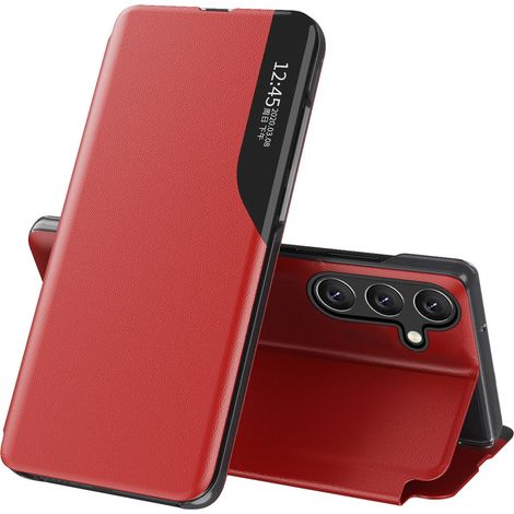 Custodia in ecopelle con funzione View, a libro e supporto per Samsung Galaxy S24 FE - Rossa
