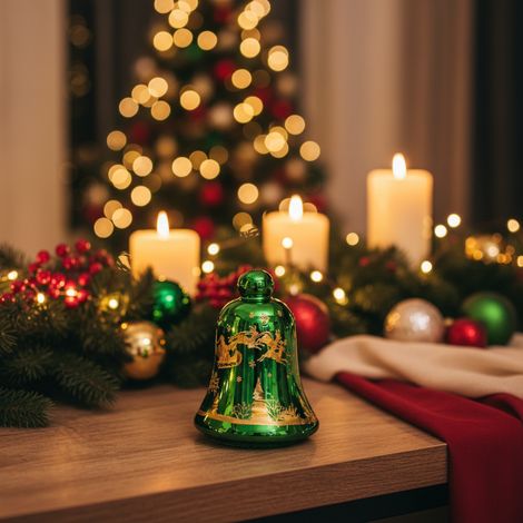 Campana in vetro roteante con luci per decorazioni natalizie, diametro da 12 cm (1/4)