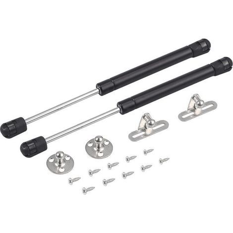 Vérins à gaz 200 N, 2 charnières de porte d\\'armoire à ressort à ressort pour barre de cuisine, boîte de pression 200 N (noir 200 N) (1/4)