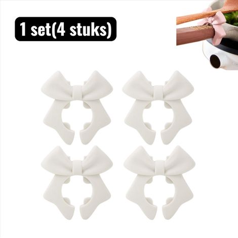 1 lot 4 pièces porte ustensiles de cuisine en silicone en forme de nœud support antidérapant résistant à la chaleur pour plan de travail plaque de cuisson blanc (1/5)