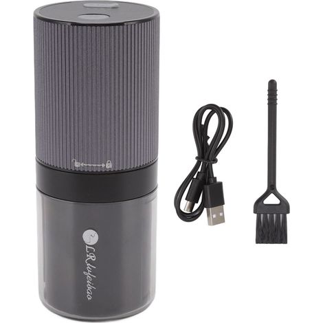 Moulin à café électrique portable, broyeur à grains automatique rechargeable USB pour usage domestique, design compact et élégant en noir. (1/5)
