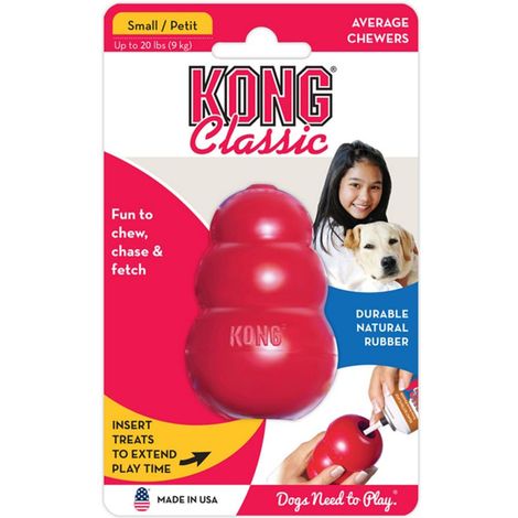 KONG Classic S, rot - Kauspielzeug aus Naturkautschuk für Hunde