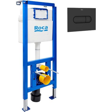 Vorwandelement für Wand-WC, Leichtbauwandinstallation, Höhe 112 cm, Spülung 2/4–6 L + schwarze matte Betätigungsplatte (ROB01-IN