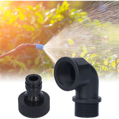 Conectores de codo para jardín (2 piezas) – juego de adaptadores para manguera con boquilla, direccional, rosca G3/4 (rosca interna y externa), plástico resistente. (1/5)