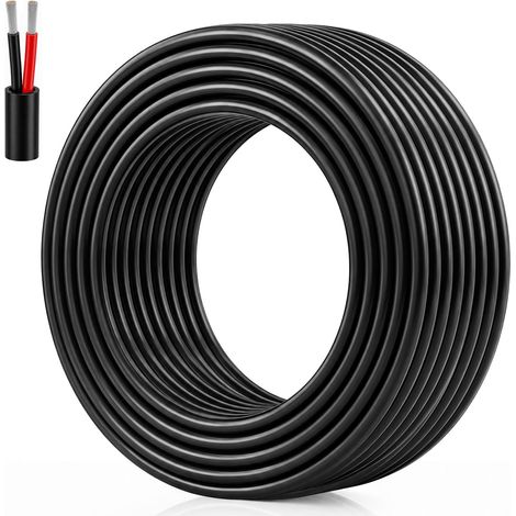 Câble Électrique 18 AWG 2 Conducteurs 20 m 2x0,75 mm², Fil Électrique Rouge et Noir en Cuivre Étamé Souple, Câble Basse Tension pour Ruban LED, Alimentation LED, Éclairage LED, Automobile, DIY (1/5)