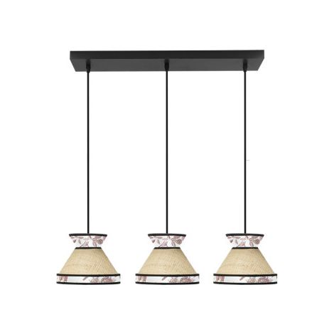 Plafoniera "Costantinopoli" 3xE27, altezza regolabile (lampadine non incluse), beige e rosso