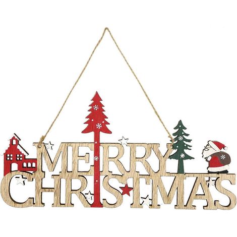AURA Weihnachtsdekoration aus Holz, Weihnachtsschild, Türschild, Decken- und Fensterdekoration für Weihnachten, Zuhause, Zimmer, drinnen und draußen (1/5)
