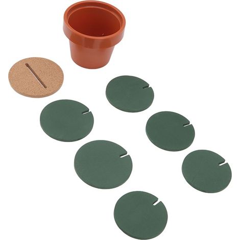 Set mit 7 niedlichen und lustigen Kaktus-Untersetzern, grün, rutschfest und wärmeisolierend, mit einem Blumentopfhalter (1/5)