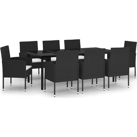 vidaXL Set Mobili da Pranzo per Giardino 9 pz Nero (1/5)
