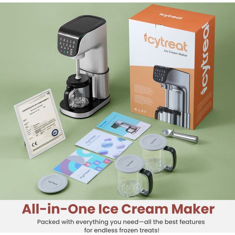 Machine À Glace 3 Bacs 19 oz, Crème Glacée 11 Programmes Sans Compresseur, Compatible Lave-Vaisselle Pour Fête Enfants (1/5)
