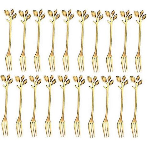 20 couverts en acier inoxydable, fourchettes à fruits, couverts de table pour apéritifs, amuse-gueules et desserts (1/5)