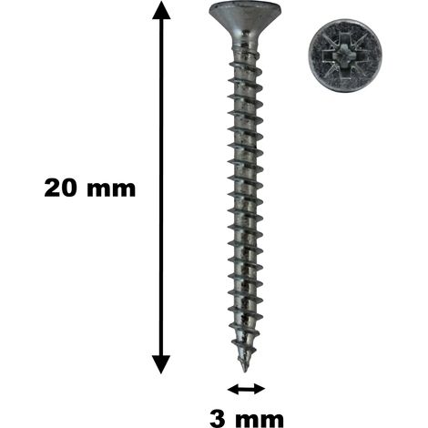 100 Stück Holzschrauben, TF, Stahl verzinkt, 3 x 20 mm