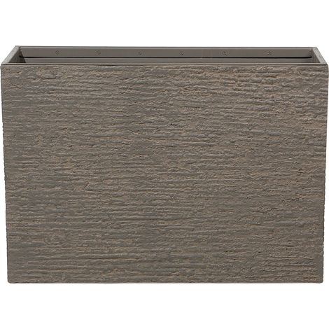 Maceta de piedra marrón 56 x 80 x 56 cm rectangular para interior y exterior Edessa (1/5)