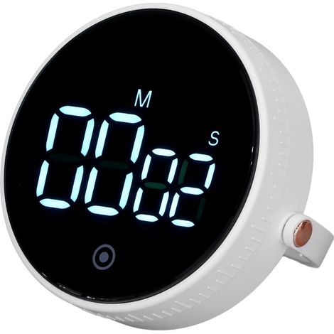 Minuteur électronique avec support, affichage numérique, gestionnaire de temps magnétique pour bureau et cuisine, blanc (1/5)