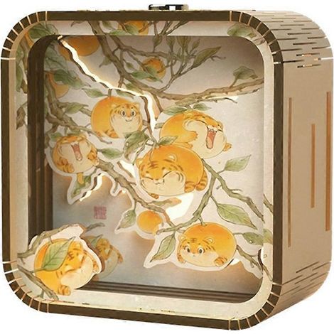 Veilleuse tactile en bois à monter soi-même, style stéréo, idéale pour créer une ambiance lumineuse. Cadeau parfait pour la fin des études. Persimmon-Ruyi (1/5)