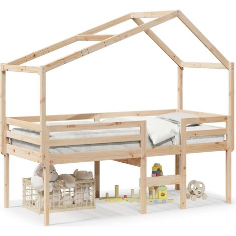 Maison Exclusive - Letto a Soppalco con Tetto 90x190 cm Legno Massello di Pino