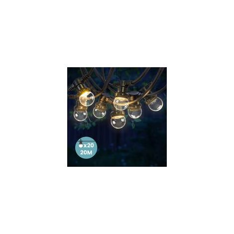 Guirlande lumineuse extérieure 20 m – 20 ampoules E27 dimmables, IP65, 2700 K, pour décoration événementielle et jardin (1/5)