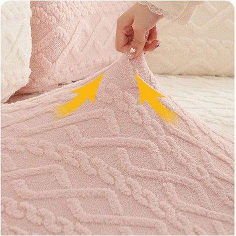 Housses d'accoudoirs de canapé extensibles douces en jacquard géométrique (2 pièces) - Lavables et antidérapantes (rose) (1/5)