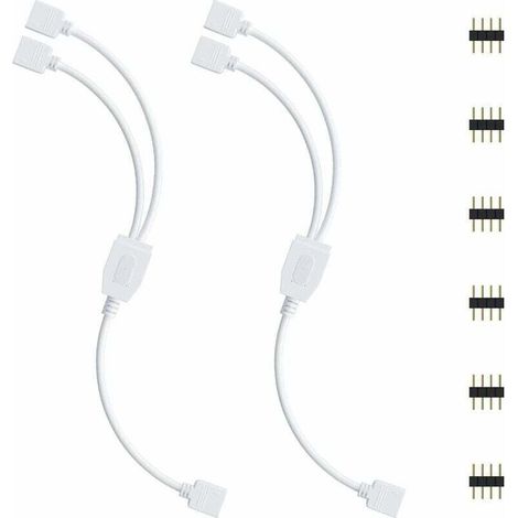 Kit de connecteurs pour ruban LED, 2pcs Séparateur de Bande LED 4 Broches 1 à 2 Câble Diviseur Connecteur à 4 Broches pour ruban LED RVB 5050 3528 2835 Accessoires de DIY (1/5)