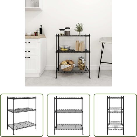 Schrank - Lagerregal mit 3 Böden 60x35x76 cm Schwarz 150 kg (1/5)