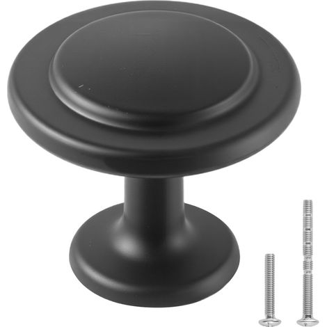 Bouton de Meuble, Lot de 30, Poignée de Placard, 3 cm, en Alliage de Zinc, en Forme Champignon, avec Vis, Bouton pour Tiroirs, Portes, Commodes, Armoires, Salle de Bain, Chambre à Coucher, Noir (1/5)